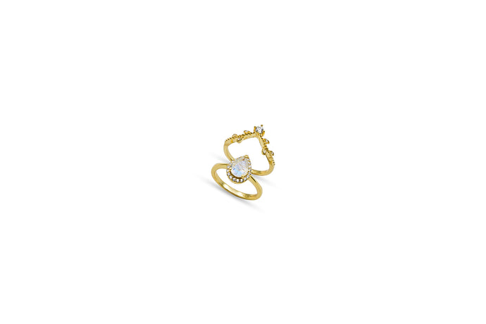 Gold Teardrop Moonstone Ring