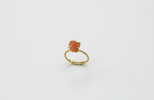 Dainty Raw Sterling Silver Gold Crystal Ring