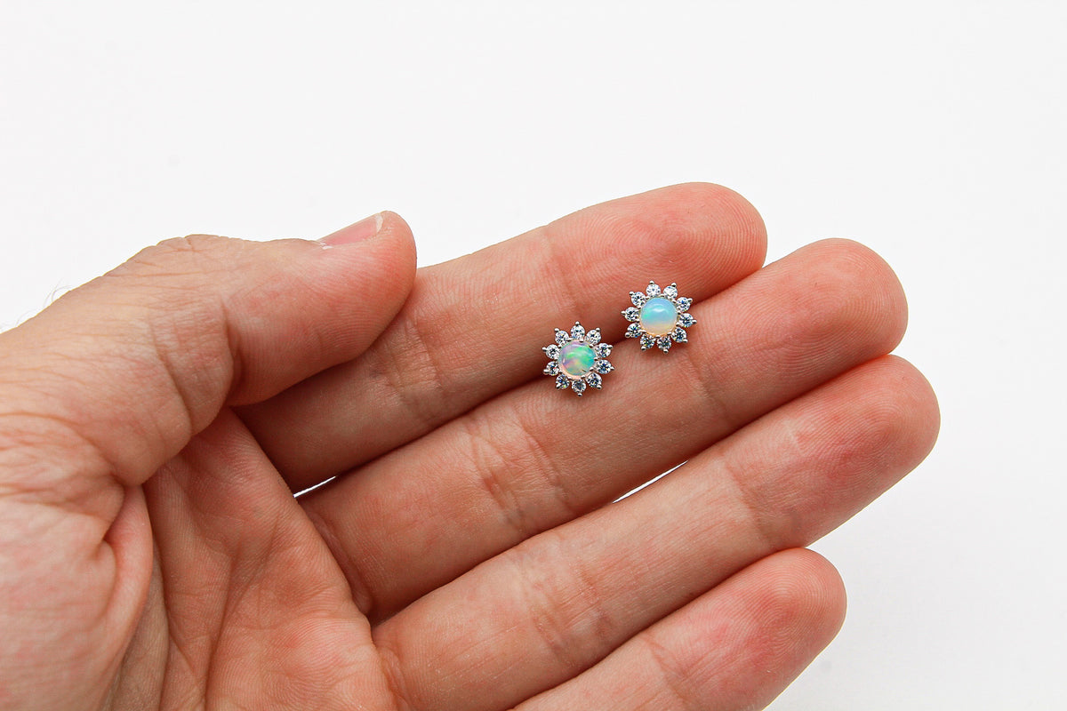 Opal Flower Earrings