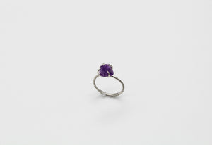 Dainty Raw Sterling Silver Crystal Ring
