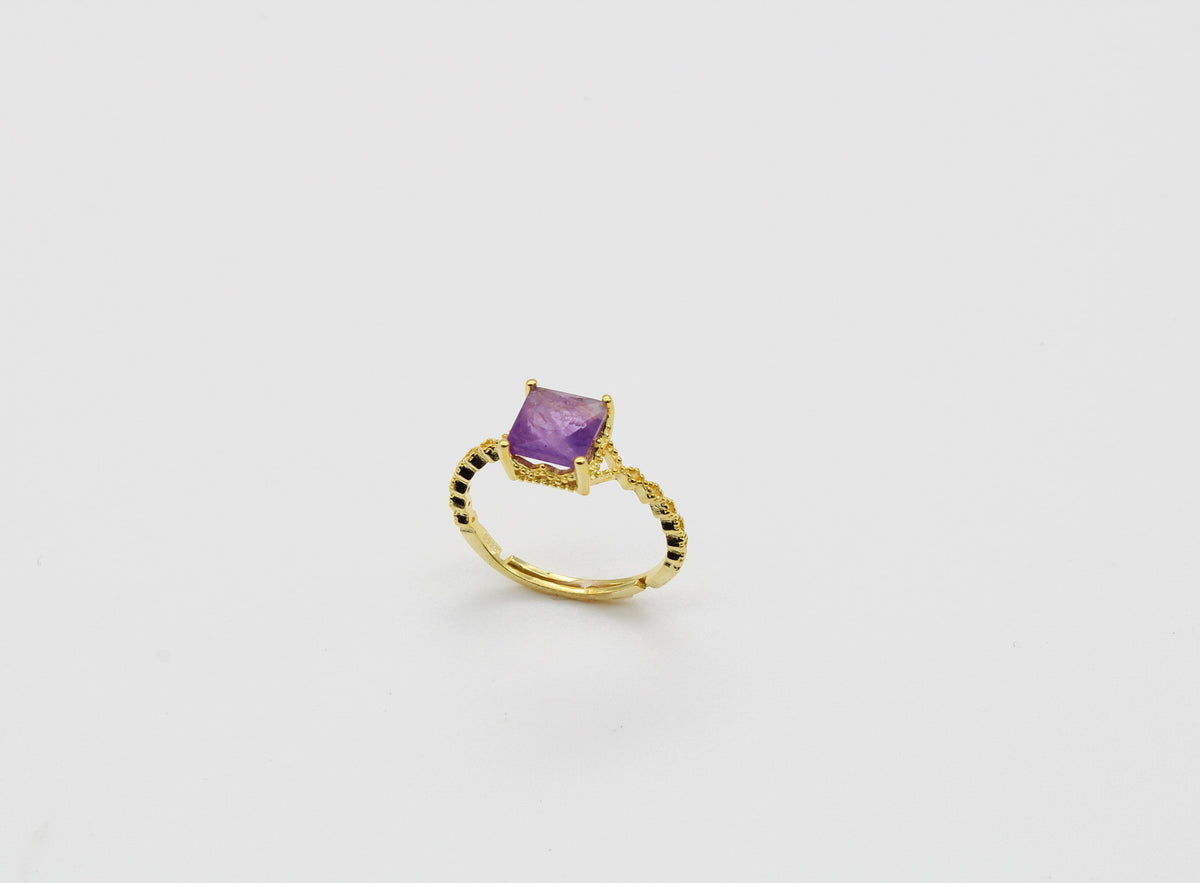 Dainty Square Gemstone Ring Sterling Silver