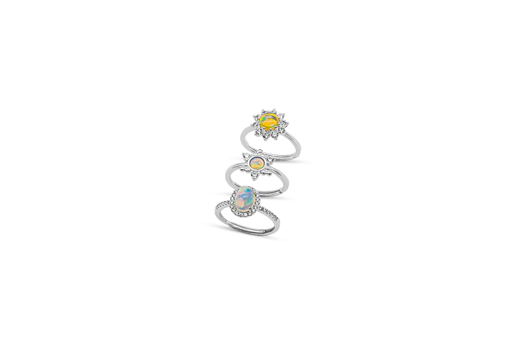 Opal Halo Ring Adjustable