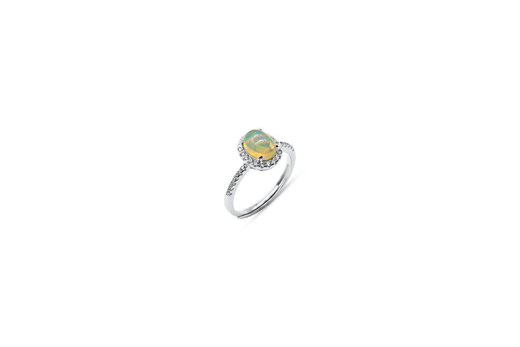Opal Halo Ring Adjustable