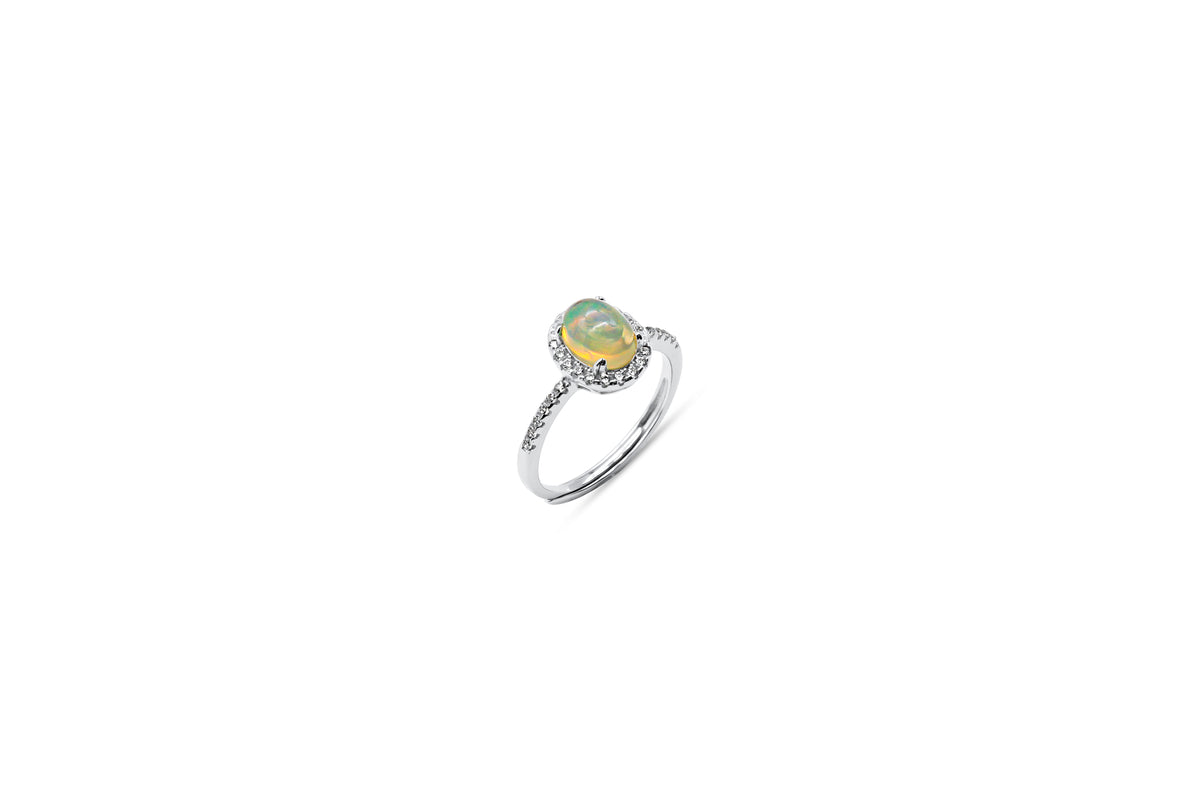 Opal Halo Ring Adjustable