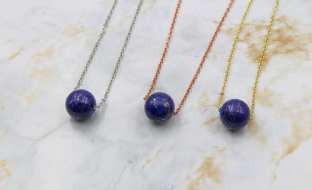 Dainty Lapis Gumdrop Pendant