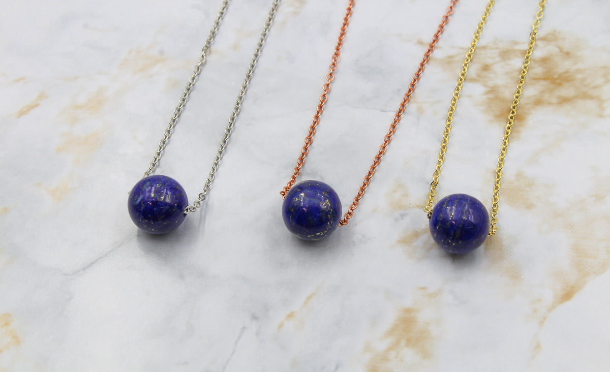 Dainty Lapis Gumdrop Pendant