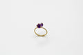 Dainty Raw Sterling Silver Gold Crystal Ring