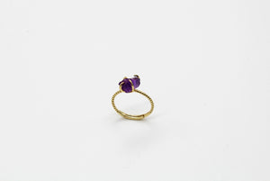 Dainty Raw Sterling Silver Gold Crystal Ring
