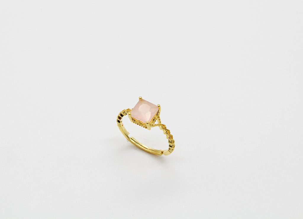 Dainty Square Gemstone Ring Sterling Silver