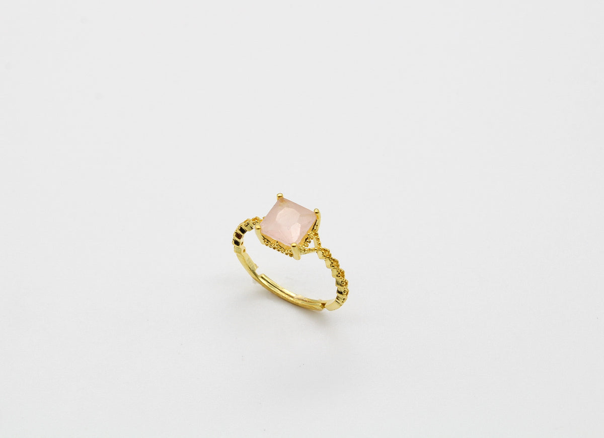 Dainty Square Gemstone Ring Sterling Silver