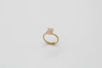 Dainty Raw Sterling Silver Gold Crystal Ring