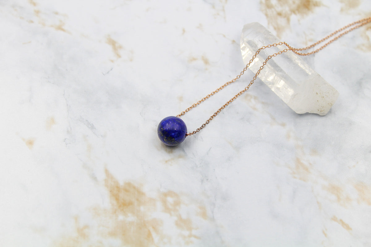 Dainty Lapis Gumdrop Pendant