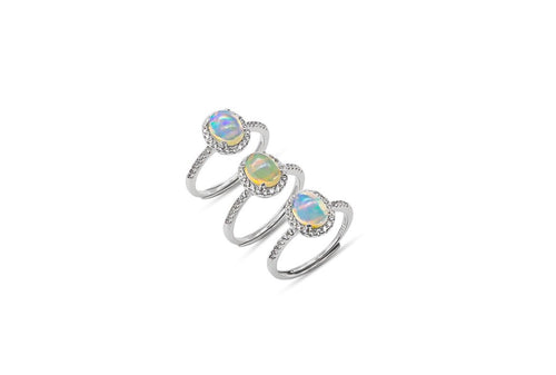 Opal Halo Ring Adjustable