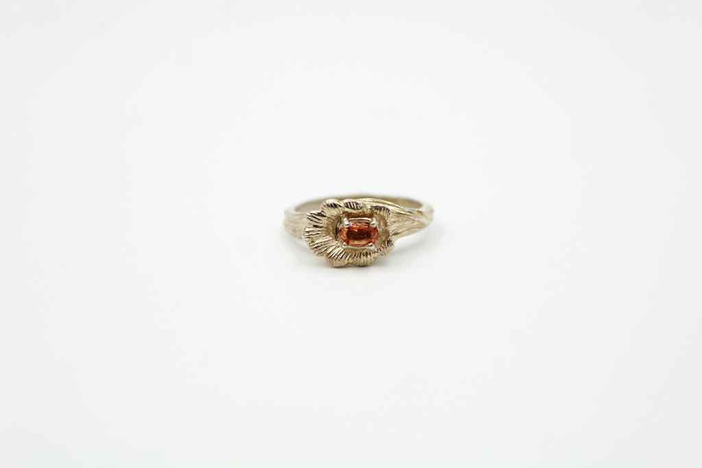 Dainty Golden Citrine Flower Ring