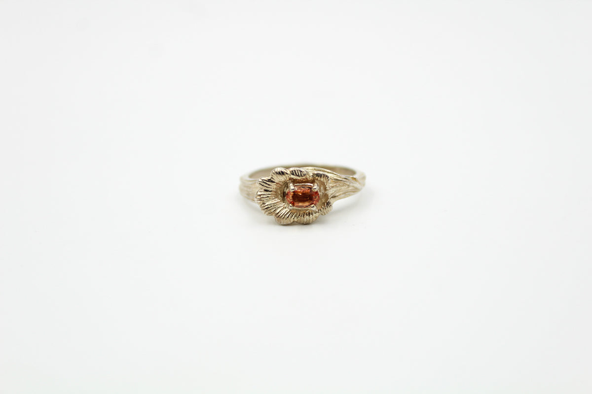 Dainty Golden Citrine Flower Ring