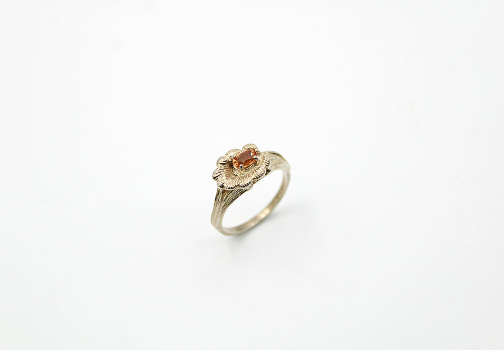 Dainty Golden Citrine Flower Ring
