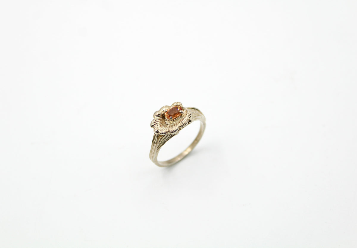 Dainty Golden Citrine Flower Ring