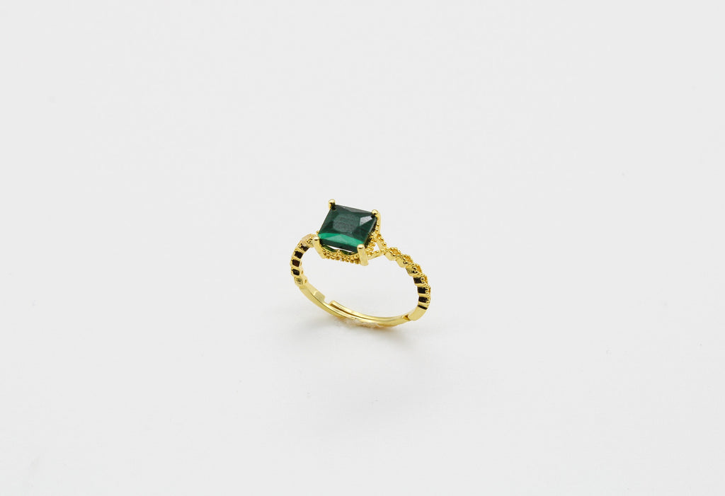 Dainty Square Gemstone Ring Sterling Silver