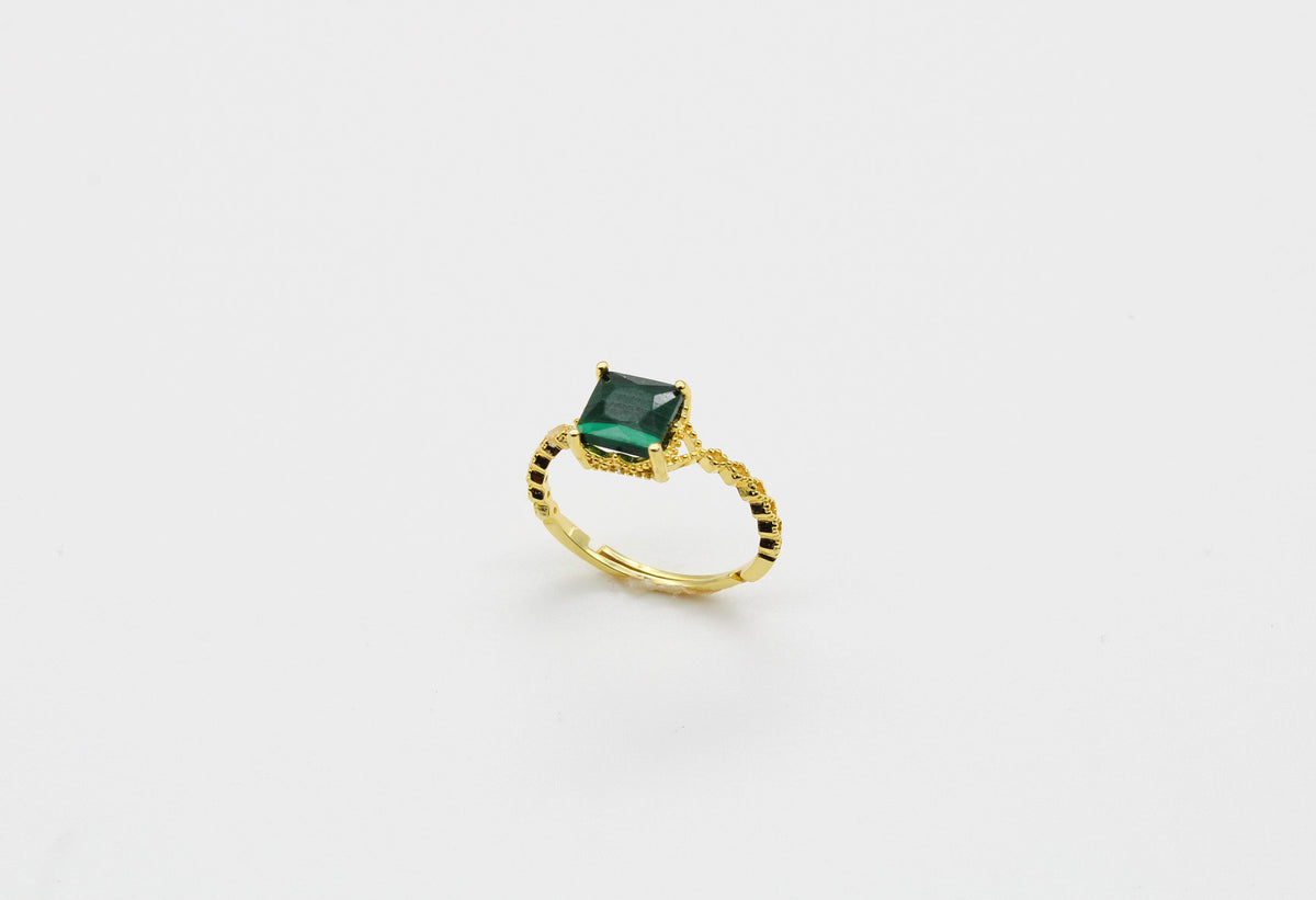 Dainty Square Gemstone Ring Sterling Silver