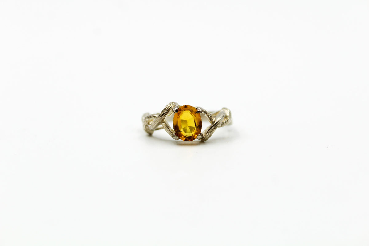 Dainty Golden Citrine Nature Ring