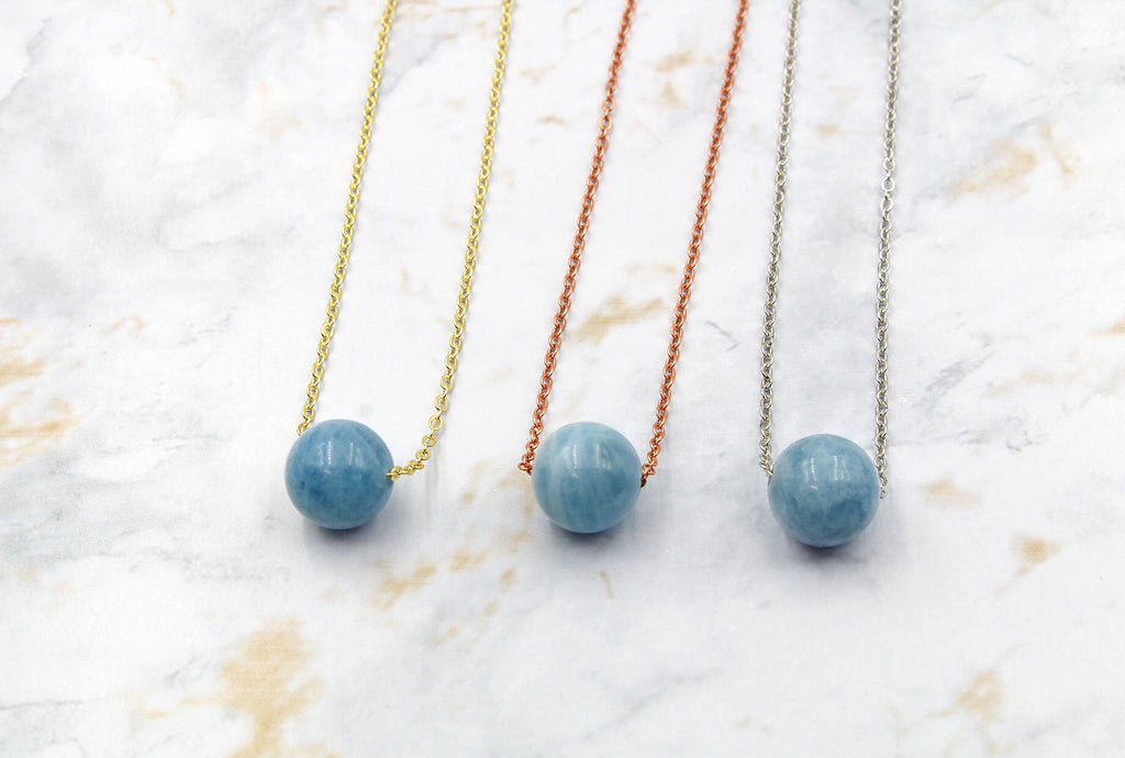Dainty Aquamarine Gumdrop Pendant
