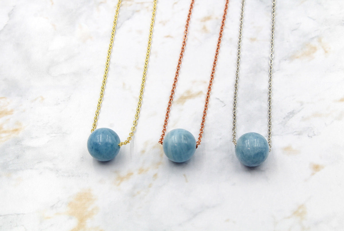 Dainty Aquamarine Gumdrop Pendant