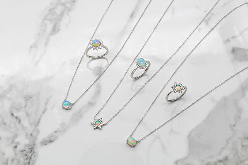 Opal Halo Ring Adjustable