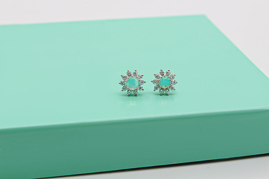 Opal Flower Earrings