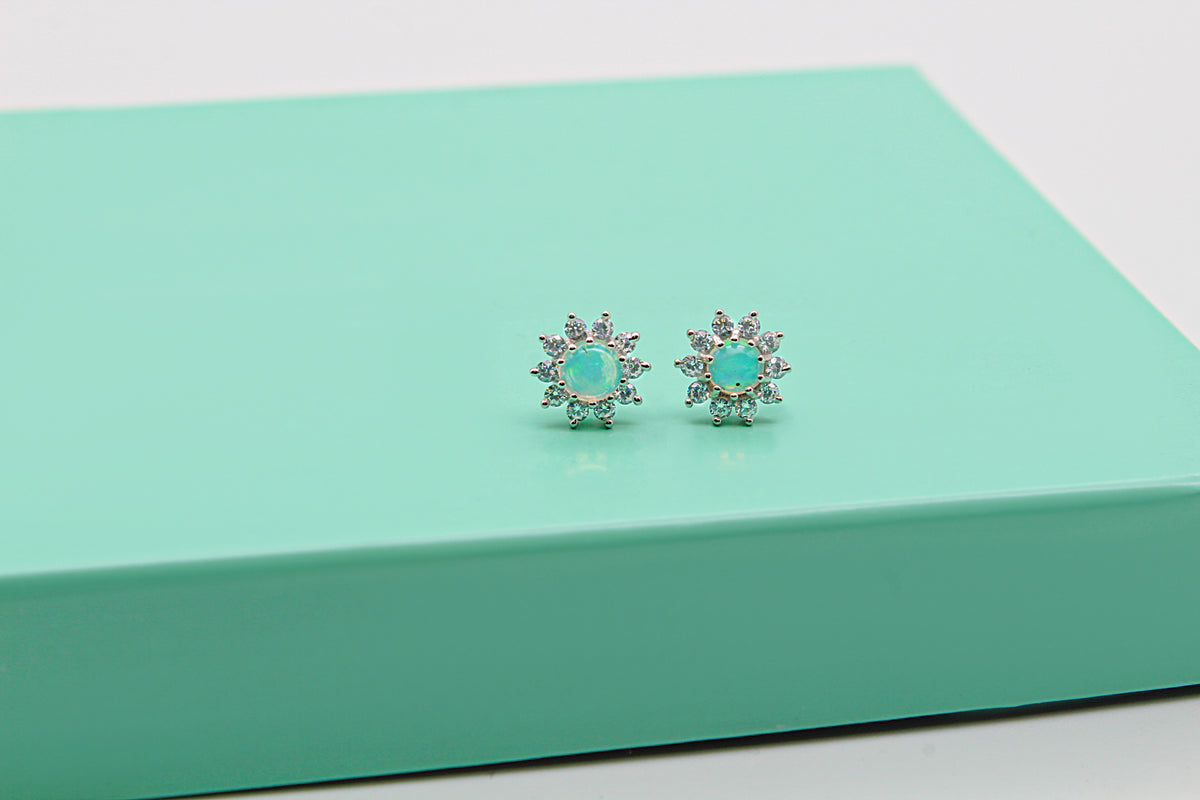 Opal Flower Earrings