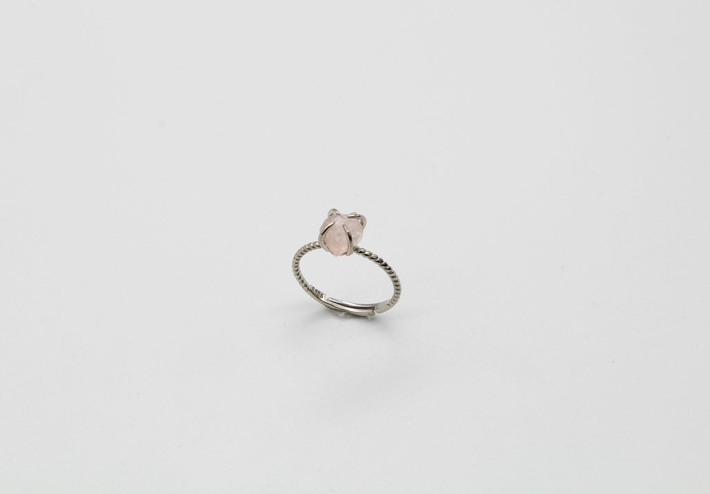 Dainty Raw Sterling Silver Crystal Ring