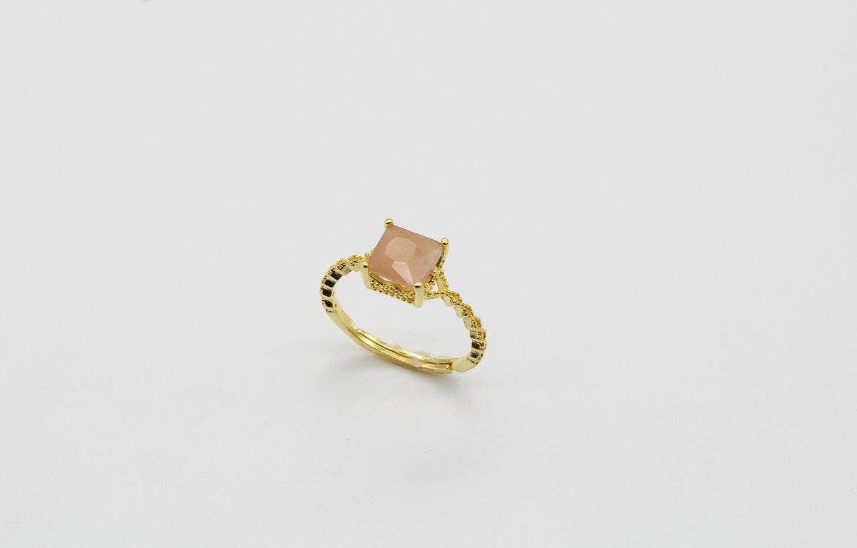 Dainty Square Gemstone Ring Sterling Silver