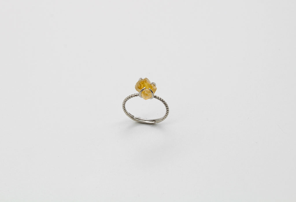 Dainty Raw Sterling Silver Crystal Ring