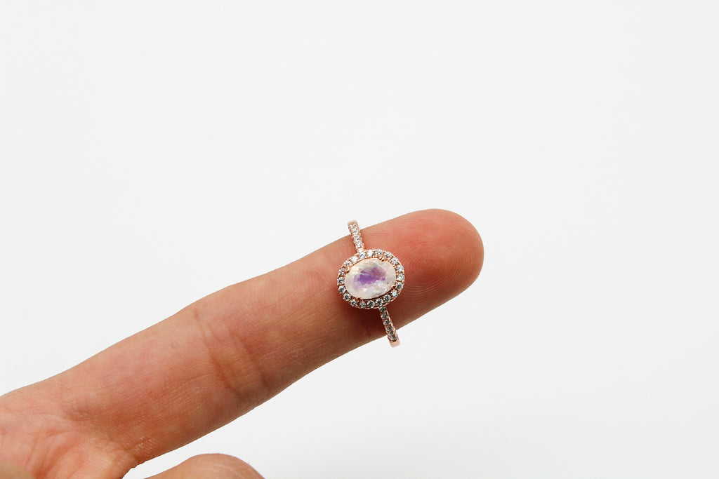 Moonstone Halo Ring