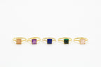 Dainty Square Gemstone Ring Sterling Silver