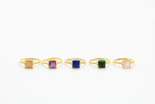 Load image into Gallery viewer, Dainty Square Gemstone Ring Sterling Silver