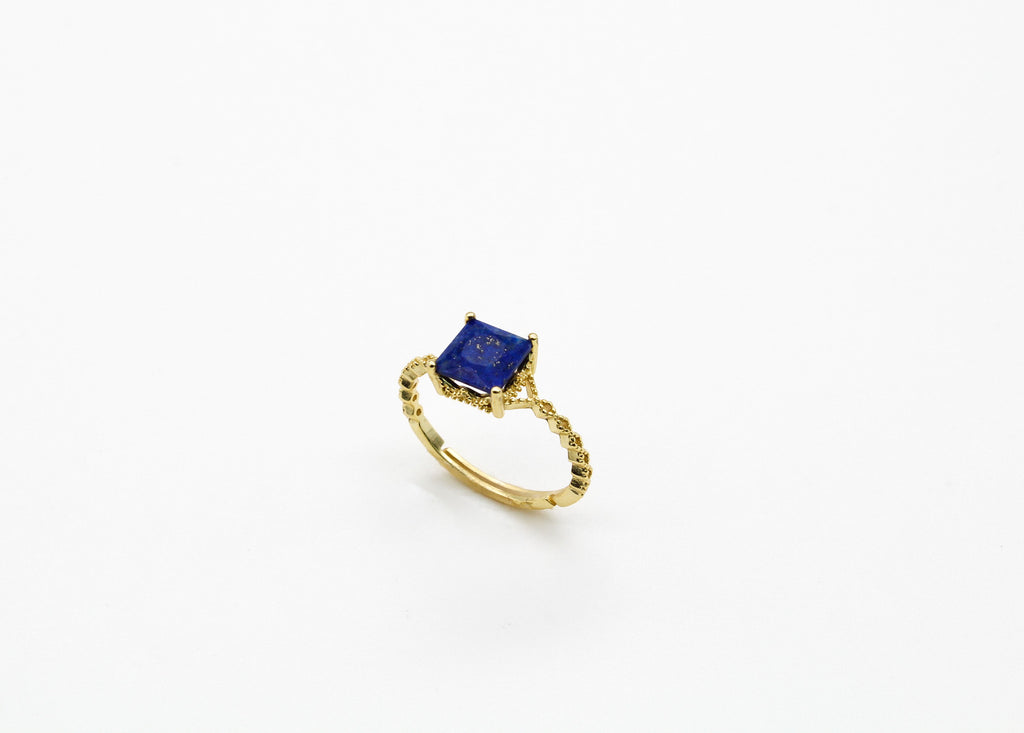 Dainty Square Gemstone Ring Sterling Silver