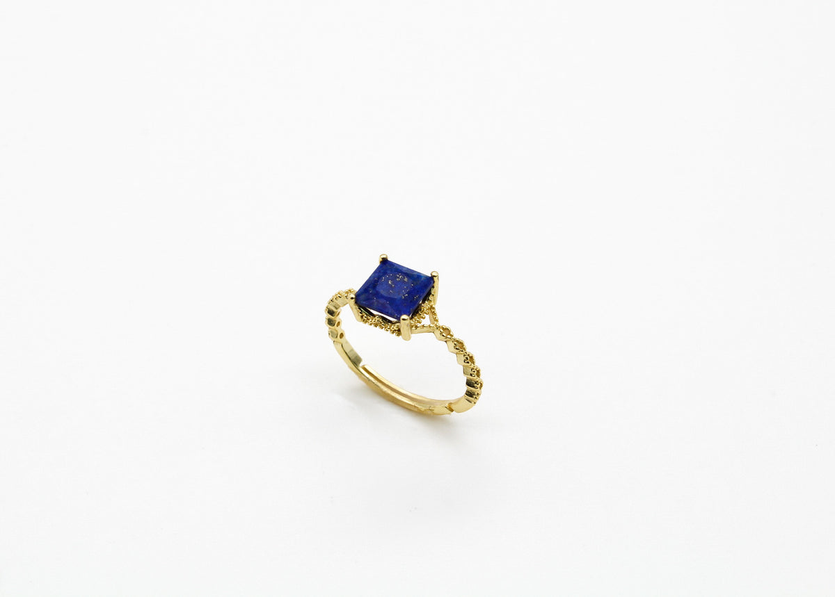 Dainty Square Gemstone Ring Sterling Silver