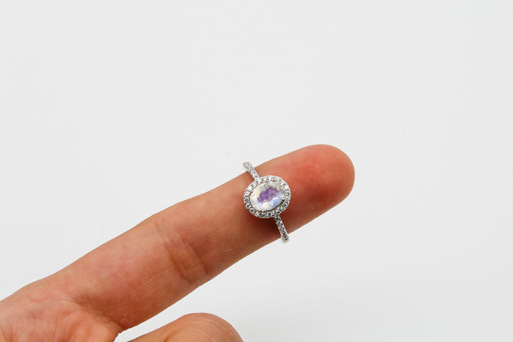 Moonstone Halo Ring