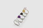 Dainty Raw Sterling Silver Crystal Ring