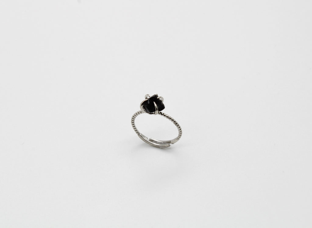 Dainty Raw Sterling Silver Crystal Ring
