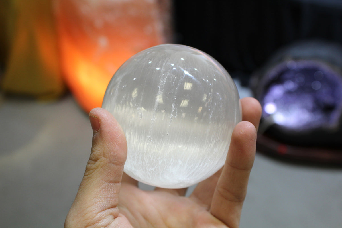 Selenite Crystal Sphere/Ball 3'' 75mm - Empire Gems International