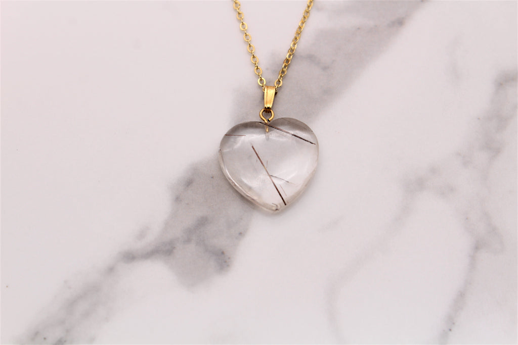 Rutile Quartz Heart Pendant - Empire Gems International