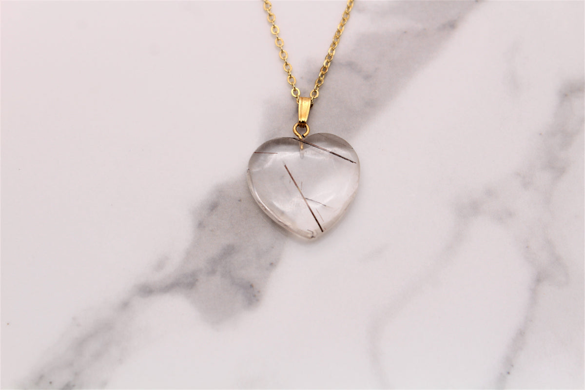 Rutile Quartz Heart Pendant - Empire Gems International