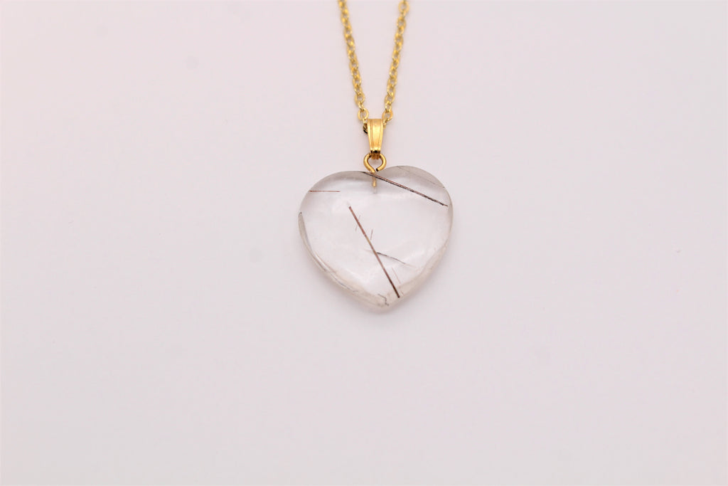 Rutile Quartz Heart Pendant - Empire Gems International