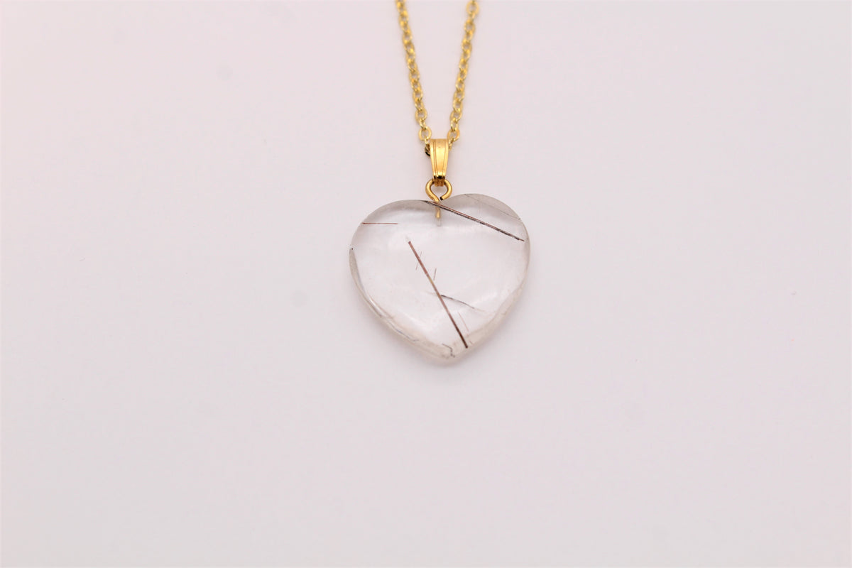 Rutile Quartz Heart Pendant - Empire Gems International