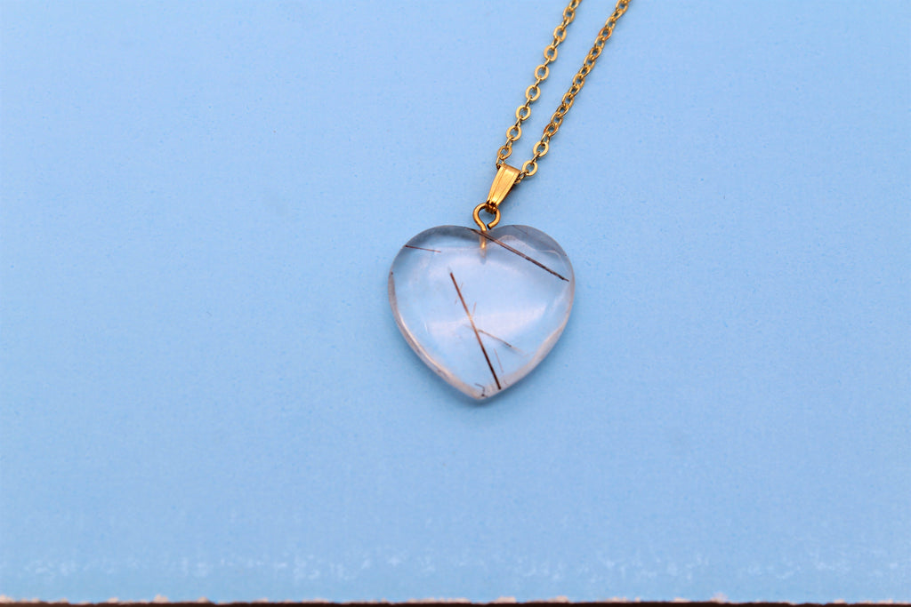 Rutile Quartz Heart Pendant - Empire Gems International