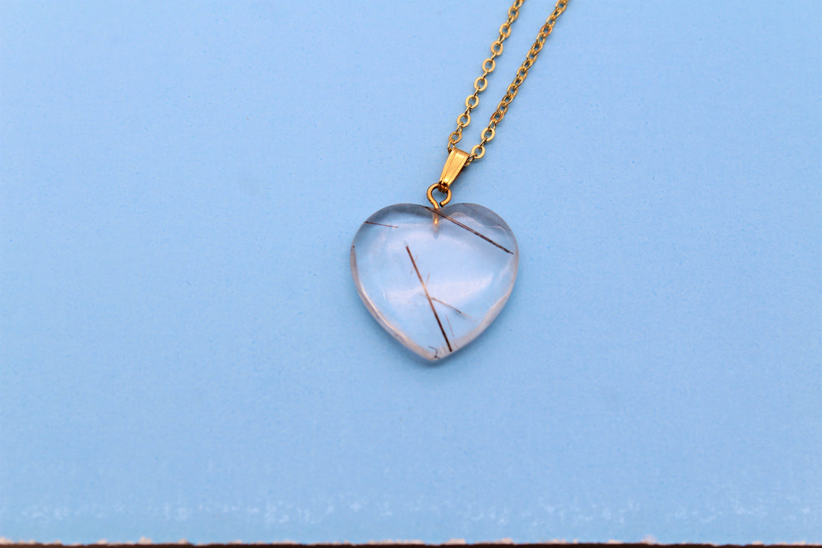 Rutile Quartz Heart Pendant - Empire Gems International