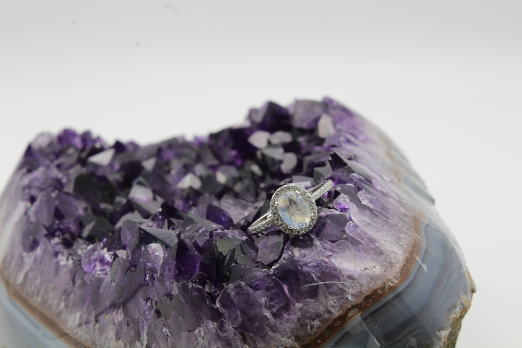 Moonstone Halo Ring