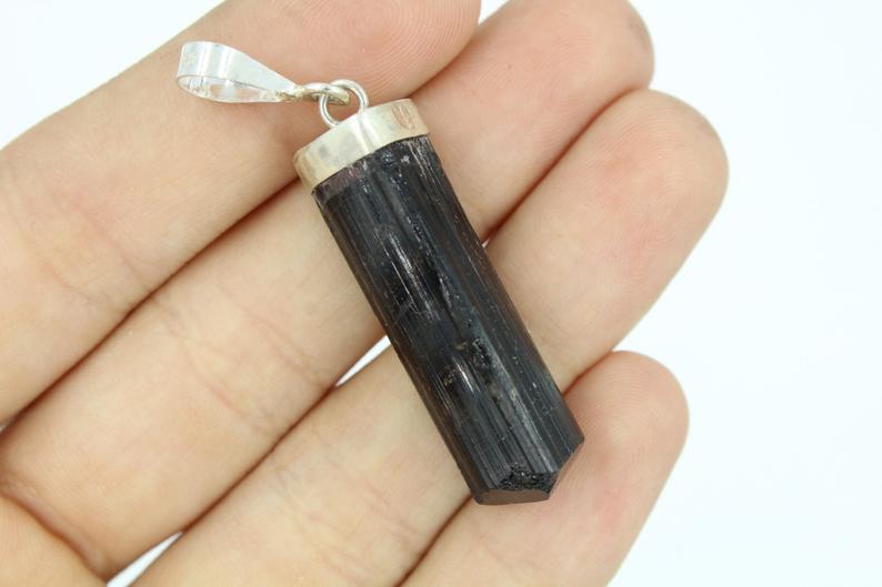 Black Tourmaline Crystal Pendant - Empire Gems International