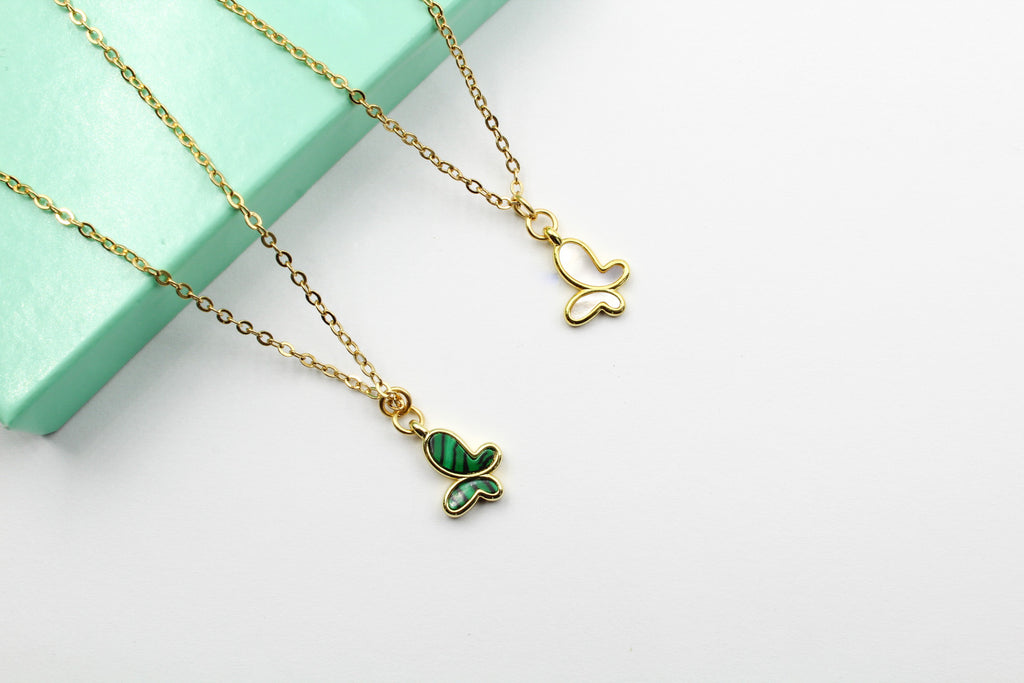Dainty Malachite Butterfly Necklace